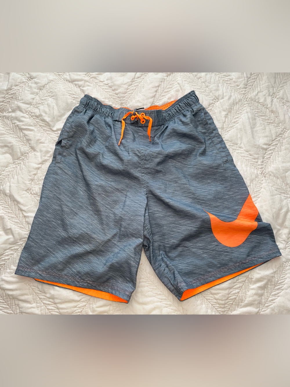Nike Boys Gray Orange Swim/Active Shorts - Size Small